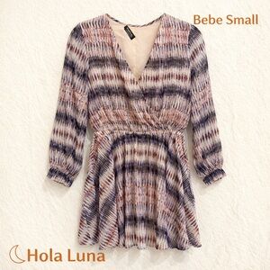 BEBE V-NECK MULTICOLOUR DRESS